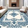 thumbnail image 1 of ODIKA 3'x5' Machine Washable Non-Slip Area Rug, Bouquet Motif with Interlocking Vinework Details High Traffic Rug, Blue, 478291, 1 of 7