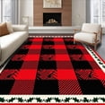 thumbnail image 1 of ODIKA 3'x5' Machine Washable Non-Slip Area Rug, Buffalo Check Pine Wreath Accent with Classic Holiday Plaid Motif High Traffic Rug with Pad, Red, 610377, 1 of 8