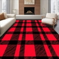 thumbnail image 1 of ODIKA 3'x5' Machine Washable Non-Slip Area Rug, Buffalo Farmhouse Plaid Handwoven Reversible Chindi High Traffic Rug, Red, 449639, 1 of 7