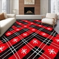 thumbnail image 1 of ODIKA 3'x5' Machine Washable Non-Slip Area Rug, Buffalo Heritage Tartan Patchwork Featuring Nordic Snowflake Motifs High Traffic Rug, Red, 616181, 1 of 7