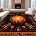 thumbnail image 1 of ODIKA 3'x5' Machine Washable Non-Slip Area Rug, Burst with Championship Trophy Border High Traffic Rug, Black, 672368, 1 of 7