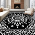 thumbnail image 1 of ODIKA 3'x5' Machine Washable Non-Slip Area Rug, Burst with Intricate Floral Motifs and Symmetrical Design High Traffic Rug with Pad, Black, 474329, 1 of 8