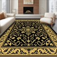 thumbnail image 1 of ODIKA 3'x5' Machine Washable Non-Slip Area Rug, Byzantine Floral with Paisley Vine Scrollwork High Traffic Rug, Black, 479643, 1 of 7