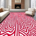 thumbnail image 1 of ODIKA 3'x5' Machine Washable Non-Slip Area Rug, Cane Stripe Wave Duo Sweet Holiday Style High Traffic Rug, Red, 629911, 1 of 7