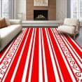 thumbnail image 1 of ODIKA 3'x5' Machine Washable Non-Slip Area Rug, Cane Stripe Seasonal with Swirled Peppermint Accents High Traffic Rug with Pad, Red, 611324, 1 of 8