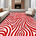 thumbnail image 1 of ODIKA 3'x5' Machine Washable Non-Slip Area Rug, Cane Stripe Swirl Design Microfiber Bath Holiday Theme High Traffic Rug with Pad, Red, 741837, 1 of 8