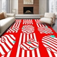 thumbnail image 1 of ODIKA 3'x5' Machine Washable Non-Slip Area Rug, Cane Stripe Swirl with Peppermint Medallion Festive High Traffic Rug with Pad, Red, 654375, 1 of 8