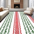 thumbnail image 1 of ODIKA 3'x5' Machine Washable Non-Slip Area Rug, Cane Stripe Whimsical Elf Leg Festive Design High Traffic Rug, Red, 739137, 1 of 7