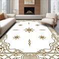 thumbnail image 1 of ODIKA 3'x5' Machine Washable Non-Slip Area Rug, Celestial Interlocking Motifs with Elegant Baroque Snow Crystals High Traffic Rug, Brown, 734985, 1 of 7