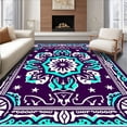 thumbnail image 1 of ODIKA 3'x5' Machine Washable Non-Slip Area Rug, Celestial Interlocking Starburst and Floral Design High Traffic Rug, Purple, 704419, 1 of 7
