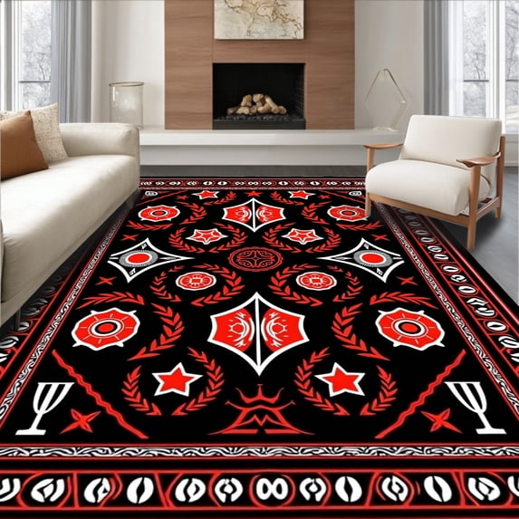 ODIKA 3'x5' Machine Washable Non-Slip Area Rug, Championship Banner Coir Doormat with Bold Team Design High Traffic Rug with Pad, Black, 676646