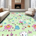 thumbnail image 1 of ODIKA 3'x5' Machine Washable Non-Slip Area Rug, Charming ABC Garden Featuring Animal Friends and Number Blooms High Traffic Rug with Pad, Green, 693673, 1 of 8