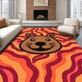 thumbnail image 1 of ODIKA 3'x5' Machine Washable Non-Slip Area Rug, Charming Capybara Character Surrounded by Interlocking Abstract Waves High Traffic Rug, Orange, 722225, 1 of 5
