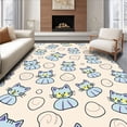 thumbnail image 1 of ODIKA 3'x5' Machine Washable Non-Slip Area Rug, Charming Kitten Doodles Featuring Abstract Cat Faces High Traffic Rug, Blue, 723845, 1 of 7