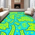 thumbnail image 1 of ODIKA 3'x5' Machine Washable Non-Slip Area Rug, Charming Reptile Friend Cartoon Splash Design High Traffic Rug, Blue, 680677, 1 of 5
