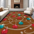 thumbnail image 1 of ODIKA 3'x5' Machine Washable Non-Slip Area Rug, Charming Yuletide Ornament with Delicate Falling Snow High Traffic Rug with Pad, Brown, 655829, 1 of 8