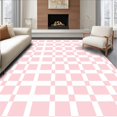 thumbnail image 1 of ODIKA 3'x5' Machine Washable Non-Slip Area Rug, Checkered Plaid Lattice Flooring Decoration Accent High Traffic Rug, Pink, 470736, 1 of 7