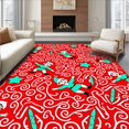 thumbnail image 1 of ODIKA 3'x5' Machine Washable Non-Slip Area Rug, Cheeky Elf Parade with Peppermint Swirl Interlocking Design High Traffic Rug, Red, 734678, 1 of 7