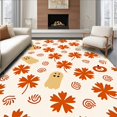 thumbnail image 1 of ODIKA 3'x5' Machine Washable Non-Slip Area Rug, Cheerful Halloween Leaf and Ghost in Festive Orange High Traffic Rug, Beige, 655799, 1 of 7