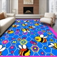 thumbnail image 1 of ODIKA 3'x5' Machine Washable Non-Slip Area Rug, Cheerful Honeycomb Alphabet Puzzle with Playful Bug Motifs High Traffic Rug with Pad, Blue, 720929, 1 of 8