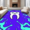 thumbnail image 1 of ODIKA 3'x5' Machine Washable Non-Slip Area Rug, Cheerful Tooth Shaped Character Art with Splashing Water and Fun Swirls High Traffic Rug, Purple, 619740, 1 of 7