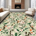 thumbnail image 1 of ODIKA 3'x5' Machine Washable Non-Slip Area Rug, Chic Boho Forest Owls with Mossy Branches and Abstract Leaves High Traffic Rug, Green, 603903, 1 of 7