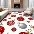 thumbnail image 1 of ODIKA 3'x5' Machine Washable Non-Slip Area Rug, Christmas Ornament Medallion with Bauble Display High Traffic Rug with Pad, Red, 501594, 1 of 8