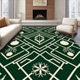 thumbnail image 1 of ODIKA 3'x5' Machine Washable Non-Slip Area Rug, Classic Stripes Blended with Subtle Christmas Ornament High Traffic Rug, Green, 625476, 1 of 7