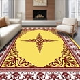 thumbnail image 1 of ODIKA 3'x5' Machine Washable Non-Slip Area Rug, Classic Damask featuring Symmetrical Botanical Vine Motifs High Traffic Rug with Pad, Yellow, 665410, 1 of 8