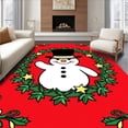 thumbnail image 1 of ODIKA 3'x5' Machine Washable Non-Slip Area Rug, Classic Holiday Snowman Scene with Evergreen and Accents High Traffic Rug with Pad, Red, 637763, 1 of 8