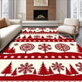 thumbnail image 1 of ODIKA 3'x5' Machine Washable Non-Slip Area Rug, Classic Holiday with Snowflake and Timber Motifs High Traffic Rug with Pad, Red, 739424, 1 of 8