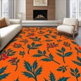 thumbnail image 1 of ODIKA 3'x5' Machine Washable Non-Slip Area Rug, Classic Holly Berry Vine Design Dorm Style Accent High Traffic Rug, Orange, 611776, 1 of 7