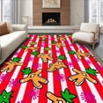 thumbnail image 1 of ODIKA 3'x5' Machine Washable Non-Slip Area Rug, Classic Peppermint Stripe and Gingerbread Friends Design with Festive Icons High Traffic Rug, Red, 744507, 1 of 7