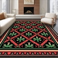 thumbnail image 1 of ODIKA 3'x5' Machine Washable Non-Slip Area Rug, Classic Plaid with Pinecone and Berry Embellishments Christmas Carpets High Traffic Rug with Pad, Black, 625494, 1 of 8