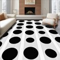 thumbnail image 1 of ODIKA 3'x5' Machine Washable Non-Slip Area Rug, Classic Polka Dot and Stripe Design with Dynamic Contrast High Traffic Rug, Black, 612032, 1 of 7