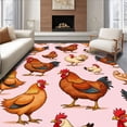 thumbnail image 1 of ODIKA 3'x5' Machine Washable Non-Slip Area Rug, Classic Poultry Yard Scene Accent with Nostalgic Country Vibes High Traffic Rug with Pad, Pink, 621982, 1 of 8