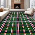 thumbnail image 1 of ODIKA 3'x5' Machine Washable Non-Slip Area Rug, Classic Tartan Patchwork Plaid with Interlocking Festive Motifs High Traffic Rug with Pad, Green, 653865, 1 of 8