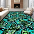 thumbnail image 1 of ODIKA 3'x5' Machine Washable Non-Slip Area Rug, Contemporary Cash Flow Featuring Dynamic Swirling High Traffic Rug with Pad, Black, 538042, 1 of 8