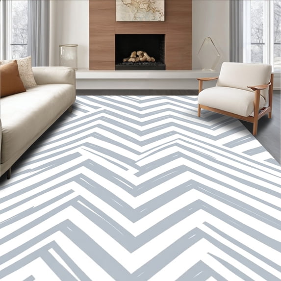 ODIKA 3'x5' Machine Washable Non-Slip Area Rug, Contemporary Design Featuring Bold Motifs High Traffic Rug, Gray, 342680