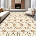 thumbnail image 1 of ODIKA 3'x5' Machine Washable Non-Slip Area Rug, Contemporary Interlocking Motif with Fine Line Detailing High Traffic Rug with Pad, Ivory, 383301, 1 of 8