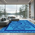 thumbnail image 1 of ODIKA 3x5 Machine Washable Non-Slip Area Rug, Contemporary Snake Inspired Abstract Art with Lush Tones High Traffic Rug with Pad, Blue, 913839, 1 of 8