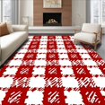 thumbnail image 1 of ODIKA 3'x5' Machine Washable Non-Slip Area Rug, Cottage Gingham Traditional Farmhouse Checkered Motif High Traffic Rug with Pad, Red, 509426, 1 of 8