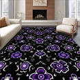 thumbnail image 1 of ODIKA 3'x5' Machine Washable Non-Slip Area Rug, Crochet Cushion Kit Gothic Flower Embroidery DIY Handcraft Project High Traffic Rug with Pad, Black, 650945, 1 of 8