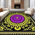 thumbnail image 1 of ODIKA 3'x5' Machine Washable Non-Slip Area Rug, Crochet Yarn Floral Embroidery Canvas Hooking High Traffic Rug with Pad, Black, 743939, 1 of 8