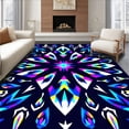 thumbnail image 1 of ODIKA 3'x5' Machine Washable Non-Slip Area Rug, Crystalline Prism Refraction Artistic Kaleidoscope High Traffic Rug with Pad, Blue, 591762, 1 of 8