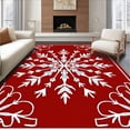 thumbnail image 1 of ODIKA 3'x5' Machine Washable Non-Slip Area Rug, Crystalline Winter with Intricate Snowflake Motifs High Traffic Rug with Pad, Red, 506146, 1 of 8