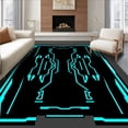 thumbnail image 1 of ODIKA 3'x5' Machine Washable Non-Slip Area Rug, Cyber Grid Network Design Modern Gaming Floor High Traffic Rug, Black, 657736, 1 of 7