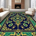 thumbnail image 1 of ODIKA 3'x5' Machine Washable Non-Slip Area Rug, Damask Flourish Scroll with Baroque Ornamental Details High Traffic Rug with Pad, Gold, 576183, 1 of 8