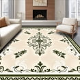 thumbnail image 1 of ODIKA 3'x5' Machine Washable Non-Slip Area Rug, Damask Flourish Traditional Design High Traffic Rug, Beige, 591197, 1 of 7