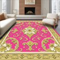thumbnail image 1 of ODIKA 3'x5' Machine Washable Non-Slip Area Rug, Damask Flourish with Traditional Paisley Accents High Traffic Rug with Pad, Pink, 546550, 1 of 8